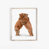 Two Hugging Bears Watercolor Fine Art Poster