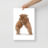 Two Hugging Bears Watercolor Fine Art Poster