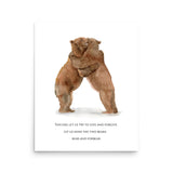 Hugging Bears Watercolor - Bear and Forbear Fine Art Poster - Unframed