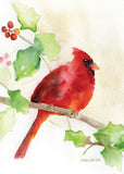 Cardinal and Holly Watercolor Christmas Card Set