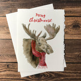 Merry Christ"moose" with Scarf Christmas Card Set