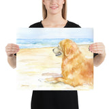 Golden Retriever on the Beach Watercolor