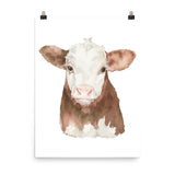 Hereford Cattle Calf Watercolor Giclee Print