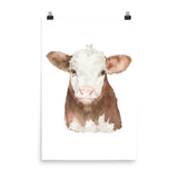 Hereford Cattle Calf Watercolor Giclee Print