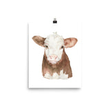 Hereford Cattle Calf Watercolor Giclee Print