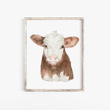 Hereford Cattle Calf Watercolor Giclee Print