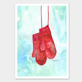 Red Mittens Watercolor Christmas Card Set