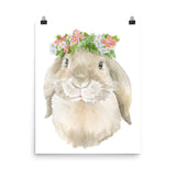 Bunny Rabbit with Flowers Watercolor