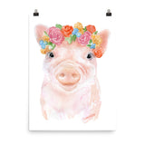 Pig Floral 1 Watercolor