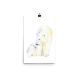 Mother and Baby Polar Bears Watercolor