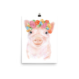 Pig Floral 1 Watercolor