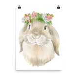 Bunny Rabbit with Flowers Watercolor