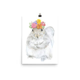 Gray Squirrel with Flowers Watercolor