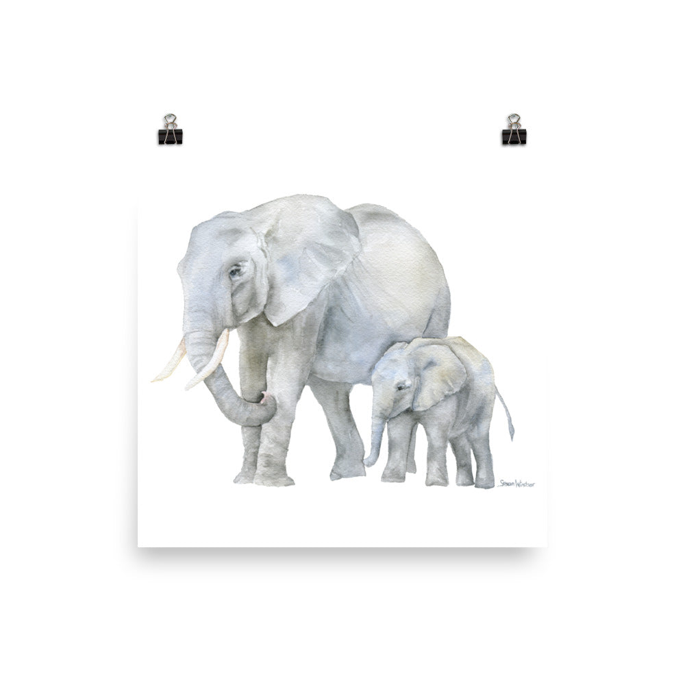 Mother and Baby Elephants Watercolor – Susan Windsor