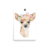 Deer Fawn with Flowers Watercolor