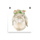Bunny Rabbit with Flowers Watercolor