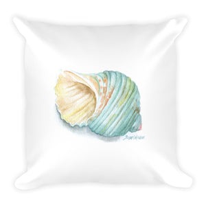 Green Turban Seashell Watercolor Throw Pillow