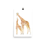 Mother and Baby Giraffes Watercolor