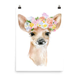 Deer Fawn with Flowers Watercolor