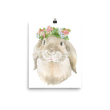 Bunny Rabbit with Flowers Watercolor
