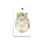 Bunny Rabbit with Flowers Watercolor