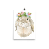 Bunny Rabbit with Flowers Watercolor