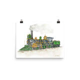 Steam Engine Train Watercolor