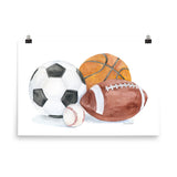 Sports Ball Theme Watercolor art print