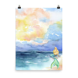 Mermaid on the Ocean Watercolor