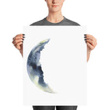 Waning Crescent Moon Watercolor