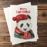 Panda Bear with Hat Christmas Card Set