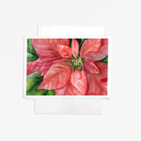 Poinsettia 2 Watercolor Christmas Cards Set