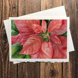 Poinsettia 2 Watercolor Christmas Cards Set