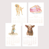 2024 Watercolor Animals Desk Calendar