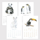 2027 Calendar Animals Around the World Watercolor Desk Calendar