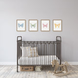 Pastel Butterfly Watercolor Art Print Set of 4 - Girls Room Wall Art