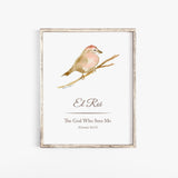 El Roi - The God Who Sees Me - Sparrow Watercolor Painting Large Fine Art Print — UNFRAMED