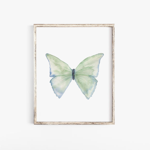 Green Butterfly Pastel Watercolor Fine Art Poster