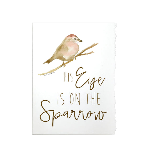His Eye Is on the Sparrow Watercolor Greeting Card