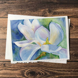Magnolia Floral Watercolor Design - Greeting Card Blank Inside - Single or Set of 10