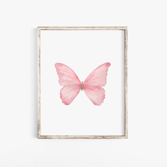 Pink Butterfly Pastel Watercolor Fine Art Poster