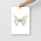 Green Butterfly Pastel Watercolor Fine Art Poster