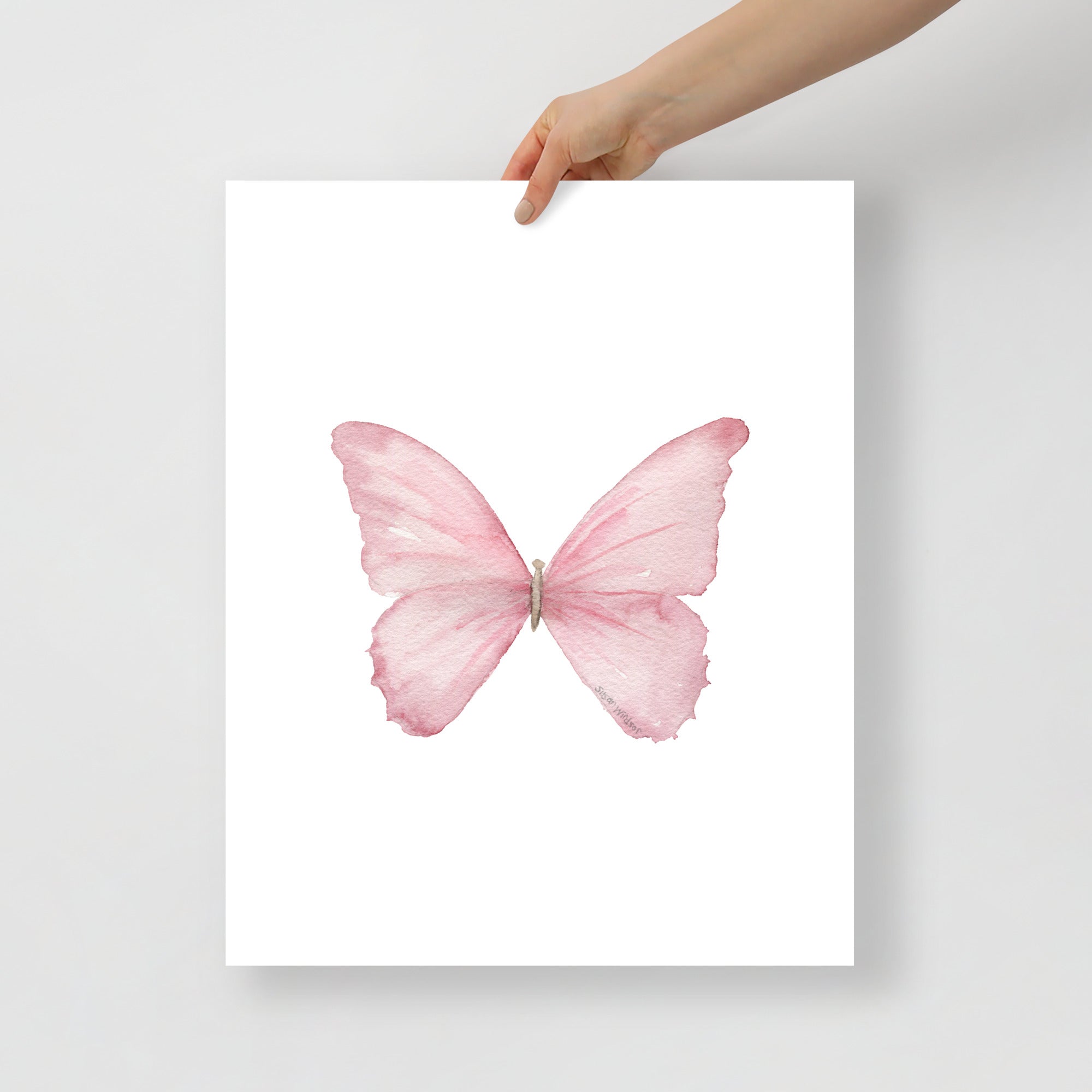 Pink Butterfly Pastel Watercolor Fine Art Poster – Susan Windsor