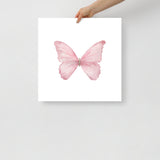 Pink Butterfly Pastel Watercolor Fine Art Poster