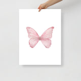 Pink Butterfly Pastel Watercolor Fine Art Poster