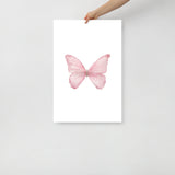 Pink Butterfly Pastel Watercolor Fine Art Poster