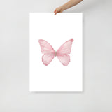 Pink Butterfly Pastel Watercolor Fine Art Poster