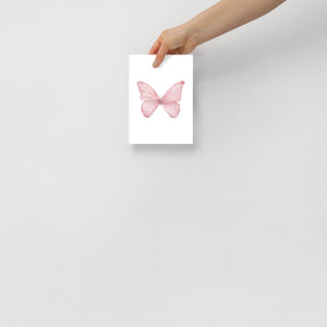 Pink Butterfly Pastel Watercolor Fine Art Poster