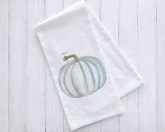 Gray Blue Pumpkin Watercolor Tea Towel