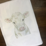 White Cow Calf Tea Towel